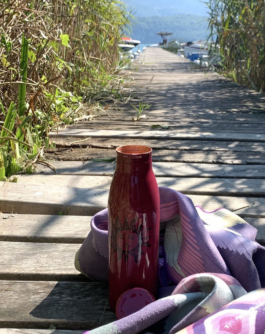 Botella de cobre Rosa Vino.